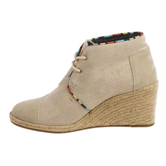 TOMS Women’s Whisper Burlap Suede Natural Desert Wedge Ankle Boots | Size 12 - Picture 2 of 16